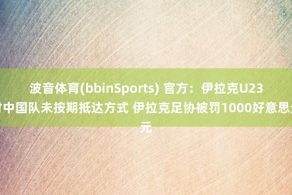 波音体育(bbinSports) 官方：伊拉克U23对中国队未按期抵达方式 伊拉克足协被罚1000好意思元