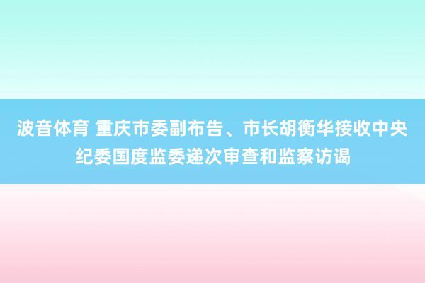 波音体育 重庆市委副布告、市长胡衡华接收中央纪委国度监委递次审查和监察访谒
