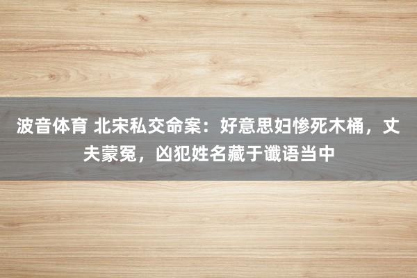波音体育 北宋私交命案：好意思妇惨死木桶，丈夫蒙冤，凶犯姓名藏于谶语当中