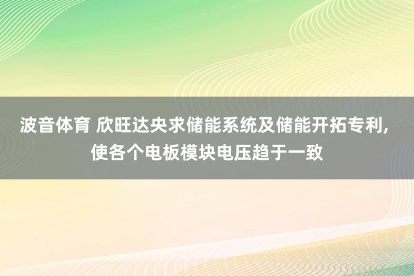 波音体育 欣旺达央求储能系统及储能开拓专利， 使各个电板模块电压趋于一致