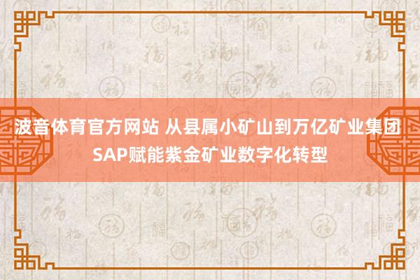 波音体育官方网站 从县属小矿山到万亿矿业集团 SAP赋能紫金矿业数字化转型