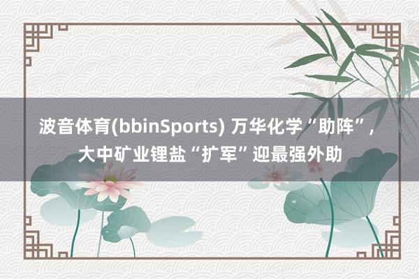 波音体育(bbinSports) 万华化学“助阵”， 大中矿业锂盐“扩军”迎最强外助