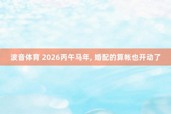 波音体育 2026丙午马年， 婚配的算帐也开动了