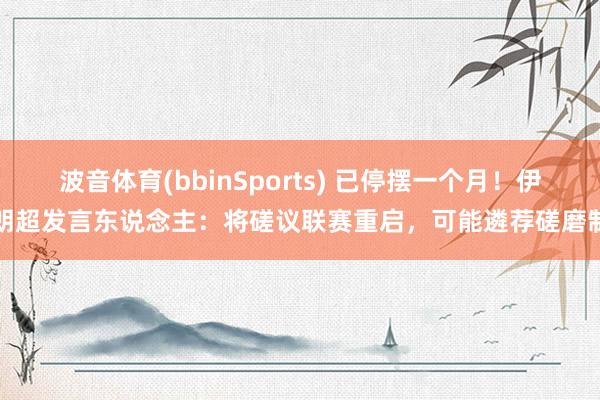 波音体育(bbinSports) 已停摆一个月！伊朗超发言东说念主：将磋议联赛重启，可能遴荐磋磨制