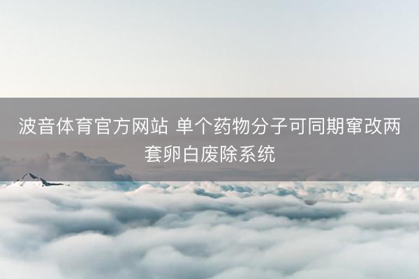 波音体育官方网站 单个药物分子可同期窜改两套卵白废除系统