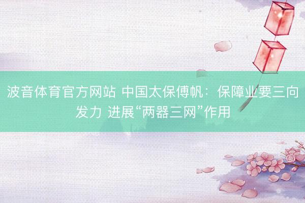 波音体育官方网站 中国太保傅帆：保障业要三向发力 进展“两器三网”作用
