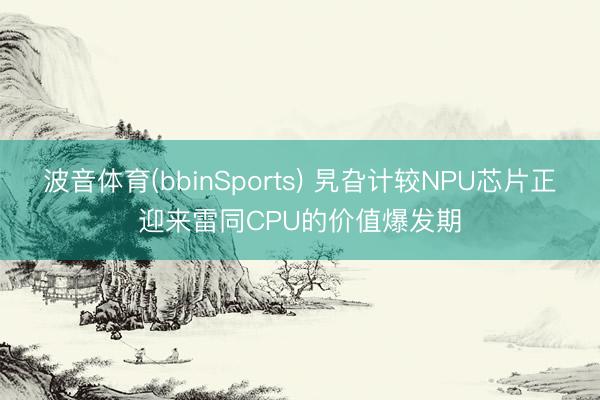 波音体育(bbinSports) 旯旮计较NPU芯片正迎来雷同CPU的价值爆发期