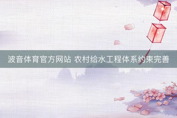 波音体育官方网站 农村给水工程体系约束完善