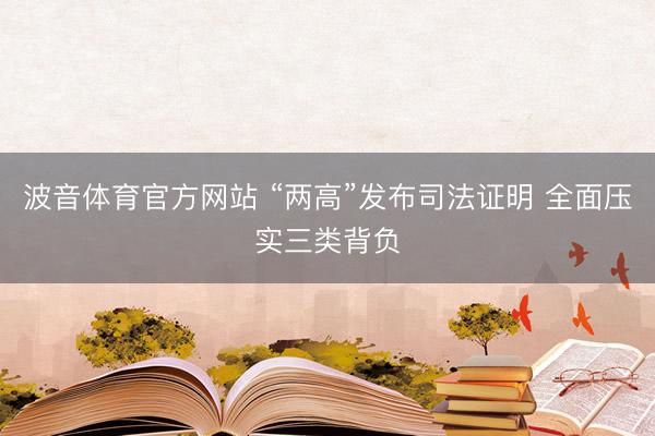 波音体育官方网站 “两高”发布司法证明 全面压实三类背负
