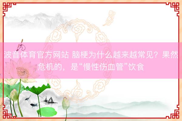 波音体育官方网站 脑梗为什么越来越常见?果然危机的,是“慢性伤血管”饮食