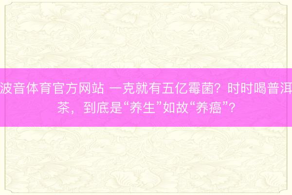 波音体育官方网站 一克就有五亿霉菌？时时喝普洱茶，到底是“养生”如故“养癌”？