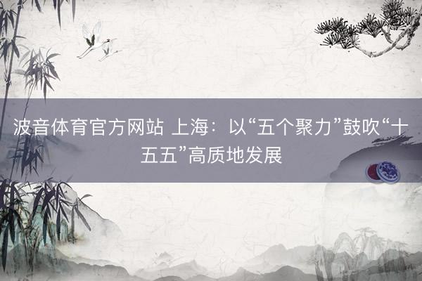 波音体育官方网站 上海：以“五个聚力”鼓吹“十五五”高质地发展