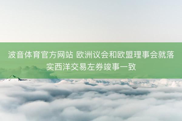 波音体育官方网站 欧洲议会和欧盟理事会就落实西洋交易左券竣事一致
