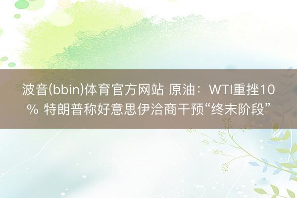 波音(bbin)体育官方网站 原油：WTI重挫10% 特朗普称好意思伊洽商干预“终末阶段”
