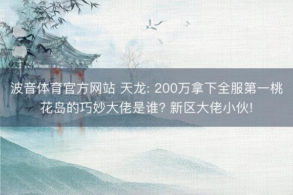 波音体育官方网站 天龙: 200万拿下全服第一桃花岛的巧妙大佬是谁? 新区大佬小伙!