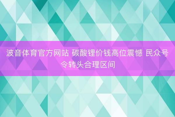 波音体育官方网站 碳酸锂价钱高位震憾 民众号令转头合理区间