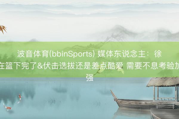 波音体育(bbinSports) 媒体东说念主：徐昕在篮下完了&伏击选拔还是差点酷爱 需要不息考验加强