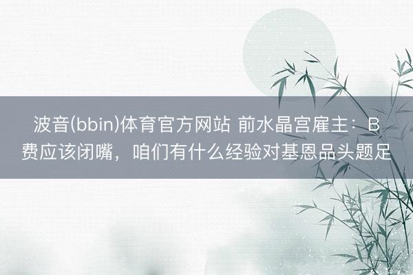 波音(bbin)体育官方网站 前水晶宫雇主：B费应该闭嘴，咱们有