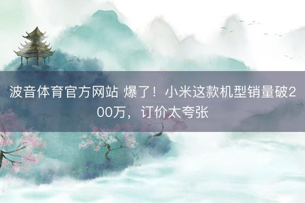 波音体育官方网站 爆了！小米这款机型销量破200万，订价太夸张
