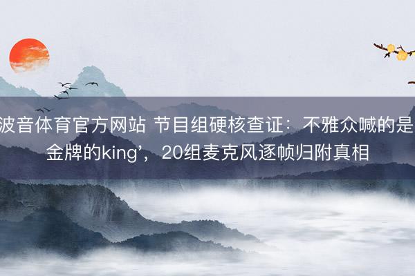 波音体育官方网站 节目组硬核查证：不雅众喊的是'金牌的king'，20组麦克风逐帧归附真相